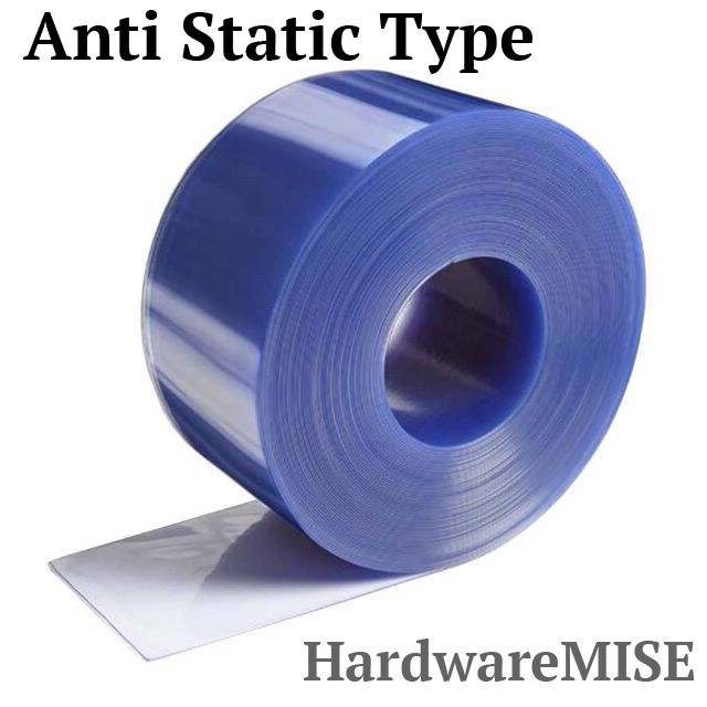 Anti Static PVC Curtain Strip Clear Blue 2mm thick